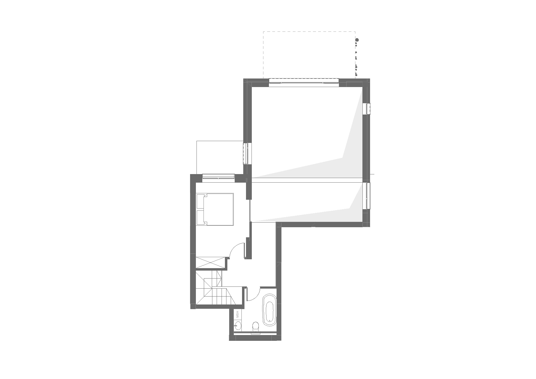 Planul apartamentului AP-02, nivelul supantă